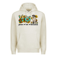 Oatmeal Heather peace love st. bernard Premium Hoodie - texasbilliewilder