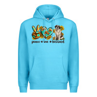 Ocean Blue peace love st. bernard Premium Hoodie - texasbilliewilder