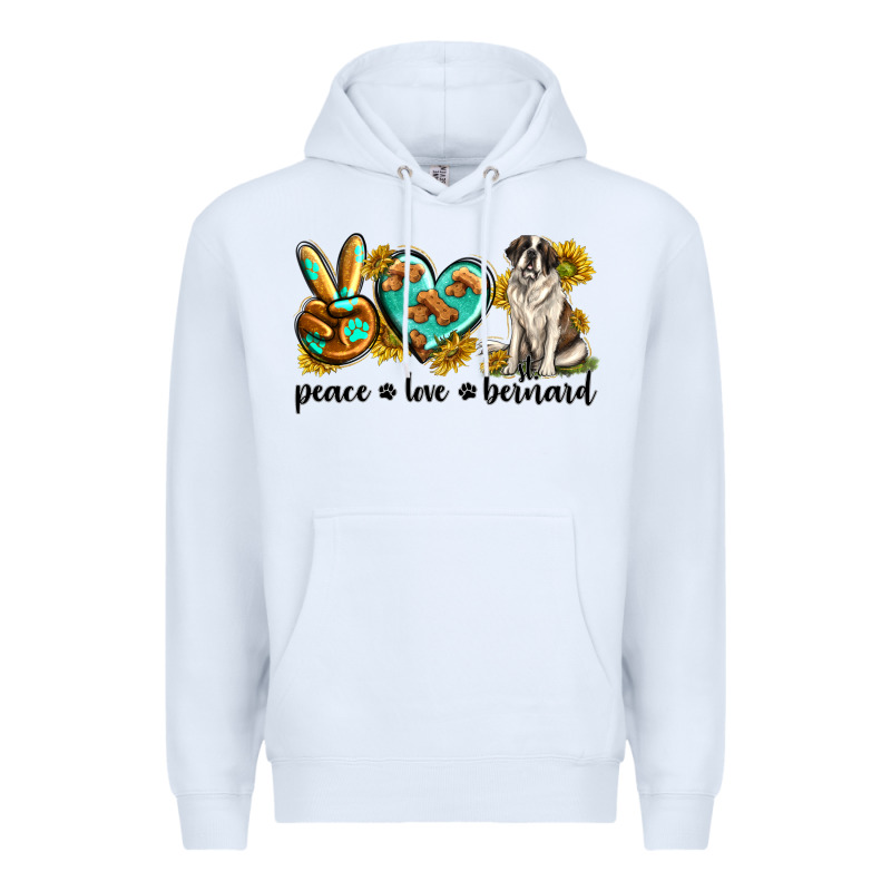 Peace Love St. Bernard Premium Hoodie by texasbilliewilder | Teevron