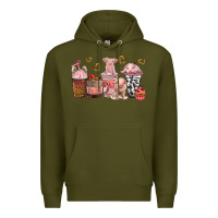 Army Green pigs coffee cups Premium Hoodie - texasbilliewilder