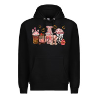 Black pigs coffee cups Premium Hoodie - texasbilliewilder
