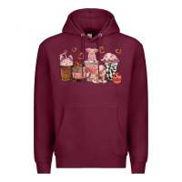 Burgundy pigs coffee cups Premium Hoodie - texasbilliewilder