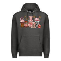 Charcoal Heather pigs coffee cups Premium Hoodie - texasbilliewilder
