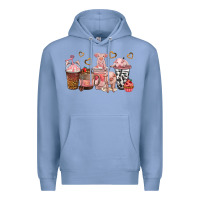 Colony Blue pigs coffee cups Premium Hoodie - texasbilliewilder