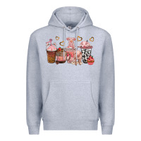 Heather Grey pigs coffee cups Premium Hoodie - texasbilliewilder