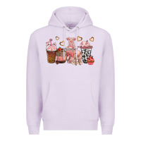 Lilac pigs coffee cups Premium Hoodie - texasbilliewilder