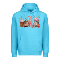 Ocean Blue pigs coffee cups Premium Hoodie - texasbilliewilder
