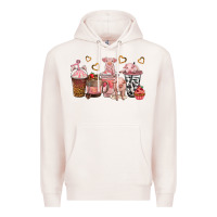 Pale Pink pigs coffee cups Premium Hoodie - texasbilliewilder