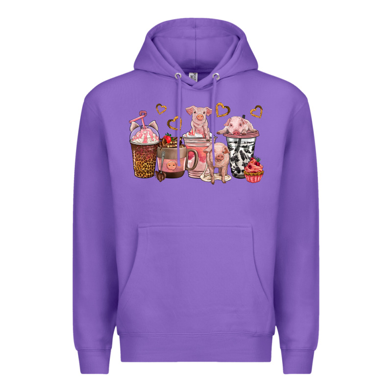 Pigs Coffee Cups Premium Hoodie by texasbilliewilder | Teevron