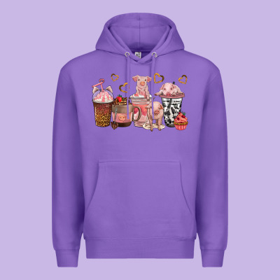 Premium Hoodie pigs coffee cups