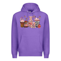 Purple pigs coffee cups Premium Hoodie - texasbilliewilder