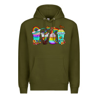 Army Green rainbow coffee cups Premium Hoodie - texasbilliewilder