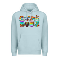 Blue Mist rainbow coffee cups Premium Hoodie - texasbilliewilder