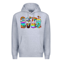 Heather Grey rainbow coffee cups Premium Hoodie - texasbilliewilder
