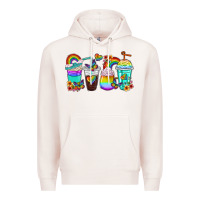 Pale Pink rainbow coffee cups Premium Hoodie - texasbilliewilder