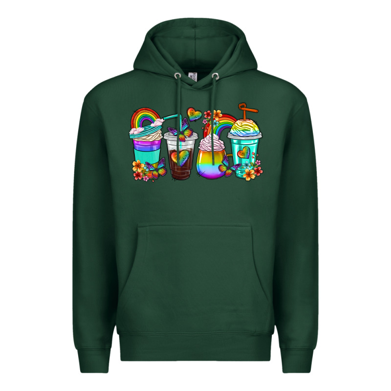 Rainbow Coffee Cups Premium Hoodie by texasbilliewilder | Teevron