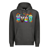 Charcoal Heather rainbow coffee cups Premium Hoodie - texasbilliewilder