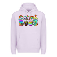 Lilac rainbow coffee cups Premium Hoodie - texasbilliewilder