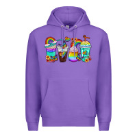 Purple rainbow coffee cups Premium Hoodie - texasbilliewilder