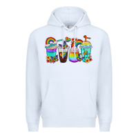 White rainbow coffee cups Premium Hoodie - texasbilliewilder