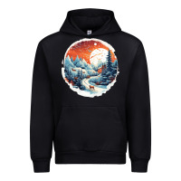 Black deer snow house design Urban Hoodie - Unal Design