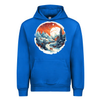 Cobalt deer snow house design Urban Hoodie - Unal Design