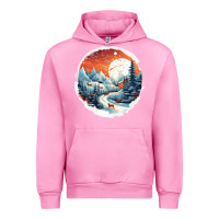Fuchsia Pink deer snow house design Urban Hoodie - Unal Design