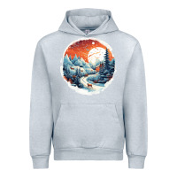 Heather Grey deer snow house design Urban Hoodie - Unal Design