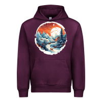 Mauve Wine deer snow house design Urban Hoodie - Unal Design