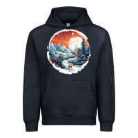 Navy deer snow house design Urban Hoodie - Unal Design