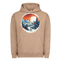 Pigment Burro deer snow house design Urban Hoodie - Unal Design