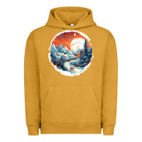 Pigment Peanut Butter deer snow house design Urban Hoodie - Unal Design