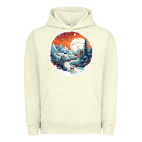 Pigment Pistachio deer snow house design Urban Hoodie - Unal Design