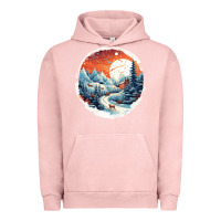 Pigment Salmon deer snow house design Urban Hoodie - Unal Design