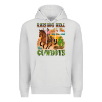 Dove Grey raising hell with the hippies and the cowboys Premium Hoodie - texasbilliewilder