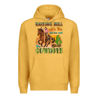 Mustard raising hell with the hippies and the cowboys Premium Hoodie - texasbilliewilder