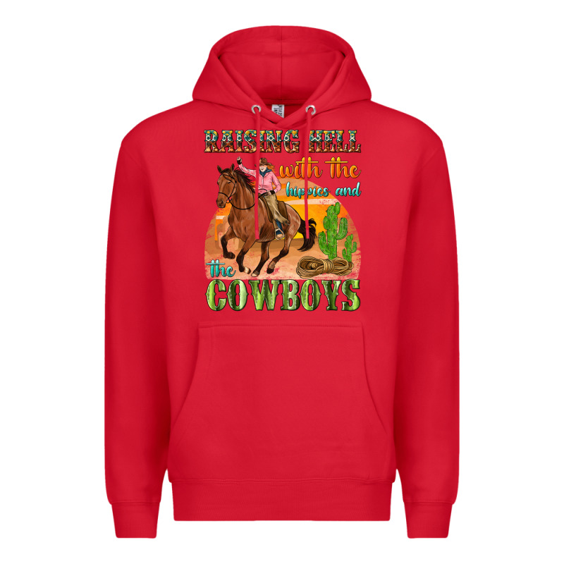 Raising Hell With The Hippies And The Cowboys Premium Hoodie by texasbilliewilder | Teevron