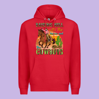 Premium Hoodie raising hell with the hippies and the cowboys