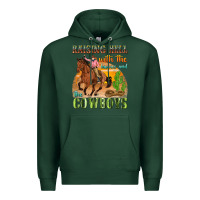 Sports Green raising hell with the hippies and the cowboys Premium Hoodie - texasbilliewilder
