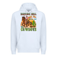 White raising hell with the hippies and the cowboys Premium Hoodie - texasbilliewilder