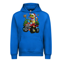 Cobalt Christmas T-rex With Monster Truck Urban Hoodie - MaliasSmallBusiness