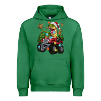Emerald Christmas T-rex With Monster Truck Urban Hoodie - MaliasSmallBusiness