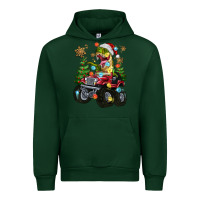 Forest Green Christmas T-rex With Monster Truck Urban Hoodie - MaliasSmallBusiness