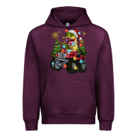Mauve Wine Christmas T-rex With Monster Truck Urban Hoodie - MaliasSmallBusiness