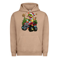 Pigment Burro Christmas T-rex With Monster Truck Urban Hoodie - MaliasSmallBusiness