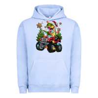 Pigment Grape Ice Christmas T-rex With Monster Truck Urban Hoodie - MaliasSmallBusiness
