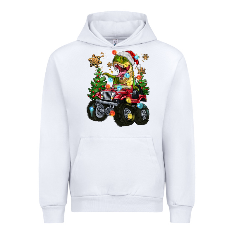 Christmas T-rex With Monster Truck Urban Hoodie by MaliasSmallBusiness | Teevron