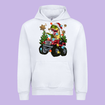 Urban Hoodie Christmas T-rex With Monster Truck