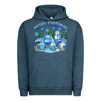 Pigment Midnight Navy merry christmas snowman gnomes truck Urban Hoodie - MaliasSmallBusiness