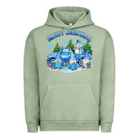 Pigment Oil Green merry christmas snowman gnomes truck Urban Hoodie - MaliasSmallBusiness